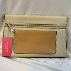 Isaac Mizrahi Janna Cream Ivory Leather Clutch